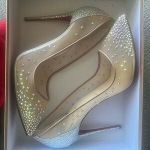 Louboutin Follies Strass 100 glitter rainbow pump